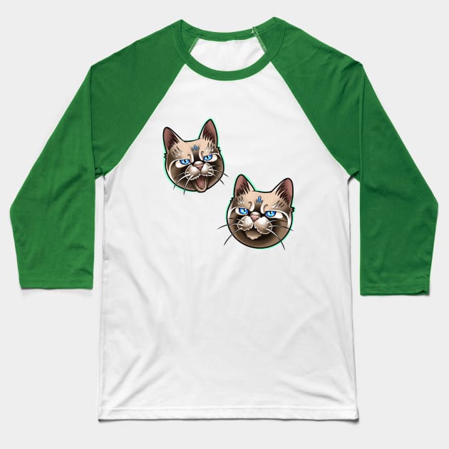 Two funny cat 2 Baseball T-Shirt by Vika_lampa_13